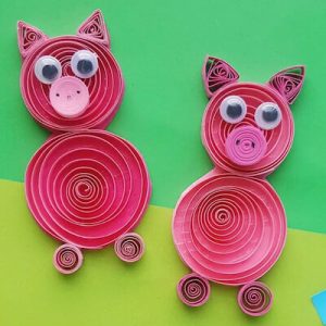 Manualidad de cerdo con quilled para niños de Frugal Mom Eh!