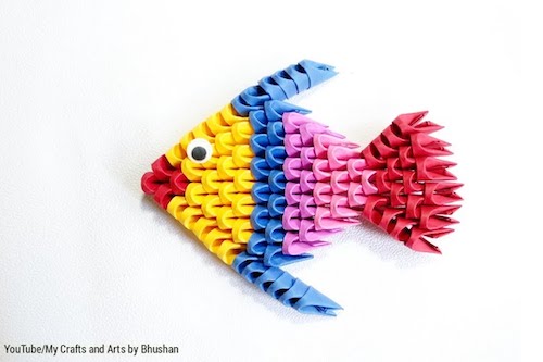 Pez de origami 3D de My Crafts and Arts de Bhushan