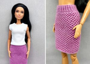 Honeycomb Skirt for Barbie Doll Knitting Pattern