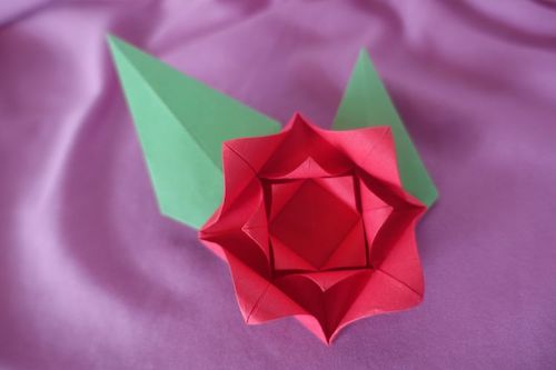 Easy Origami Rose by The Spruce Crafts