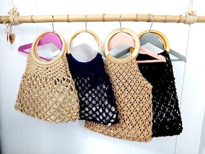 Handmade Macrame Tote Bag from Linden Tea Yarn Store