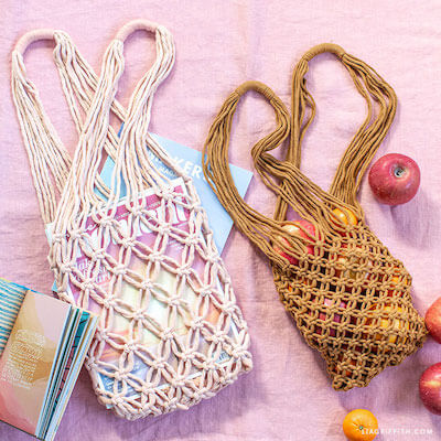 Macrame Tote Shopping Bags by Lia Griffith