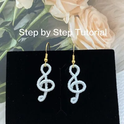 Micro Macrame Music Note Earrings Pattern by Sweet DIY House 