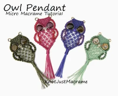 Micro Macrame Owl Pendant Pattern by Knot Just Macrame