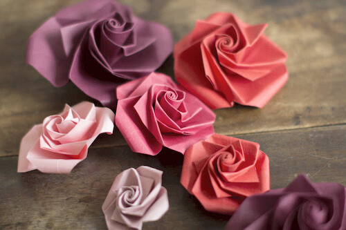 Rosas de flores de origami de Make My Lemonade