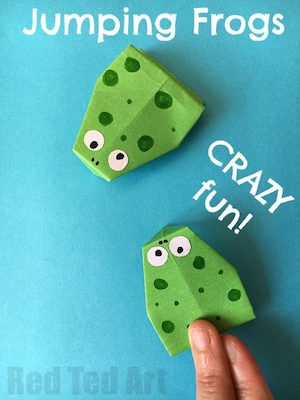 Easy Jumping Frog Paper Folding by Red Ted Art