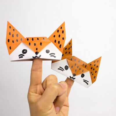 Origami Fox Finger Puppets by Pink Stripey Socks