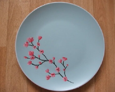 Cherry Blossom Plate Painting Idea from The Beginning Artist