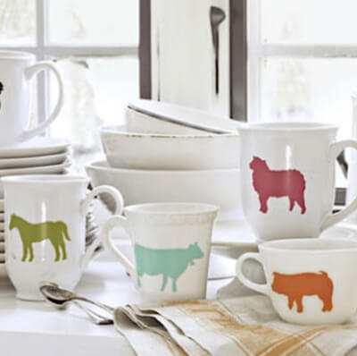 DIY Animal Stencil Mugs from Jennifer Rizzo