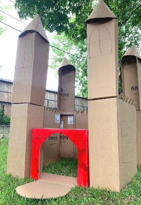 DIY Cardboard Box Castle Craft For Kids by Backyard Summer Camp